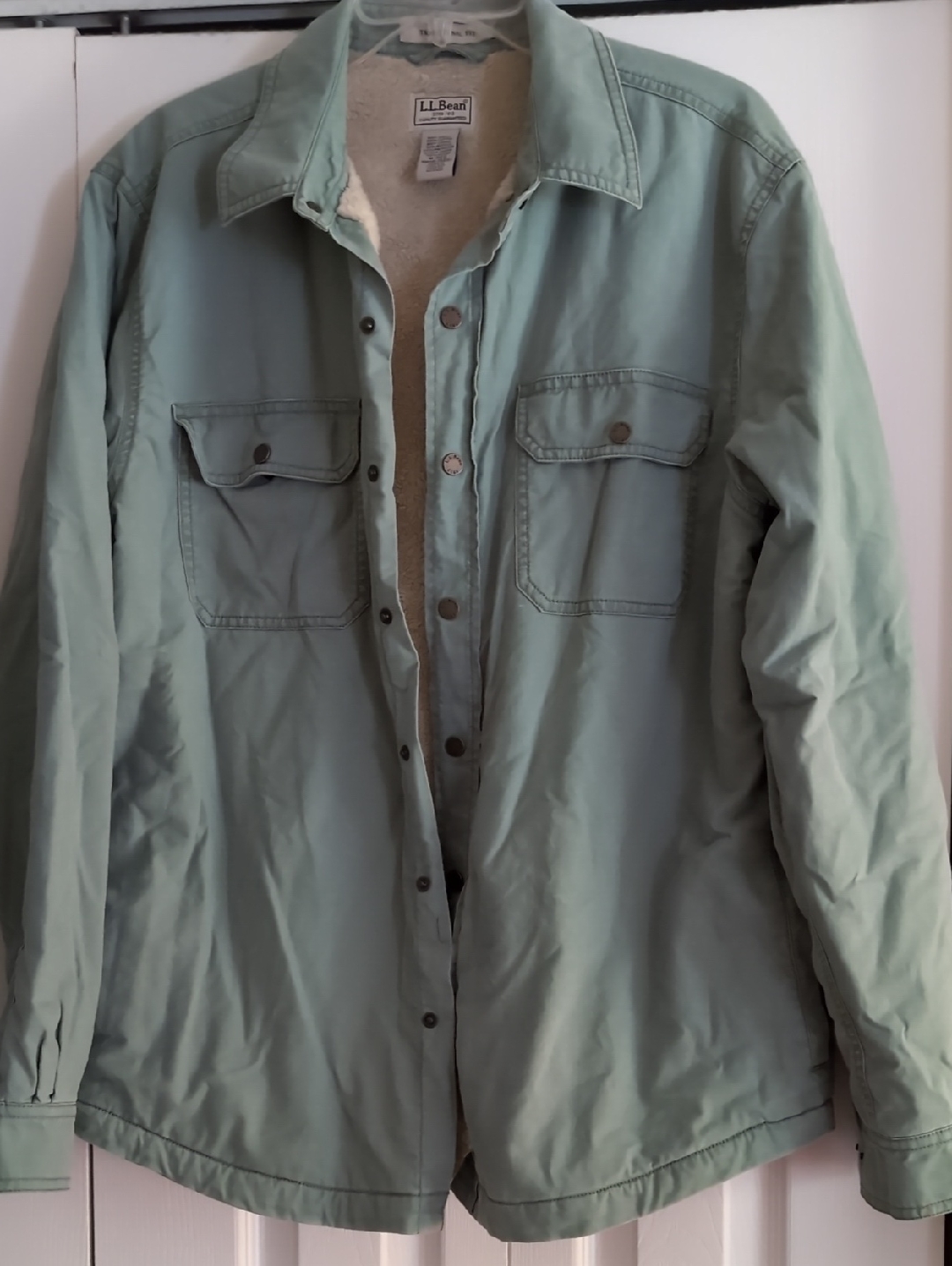 L.L. Bean Men’s Light Sage Green Sherpa-Lined Shirt Jacket